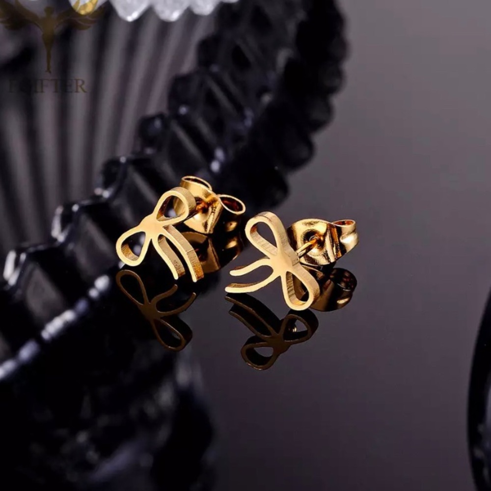 Feel Cute | Gold-plated Stainless Steel Bow Earrings Accessories Jewelry